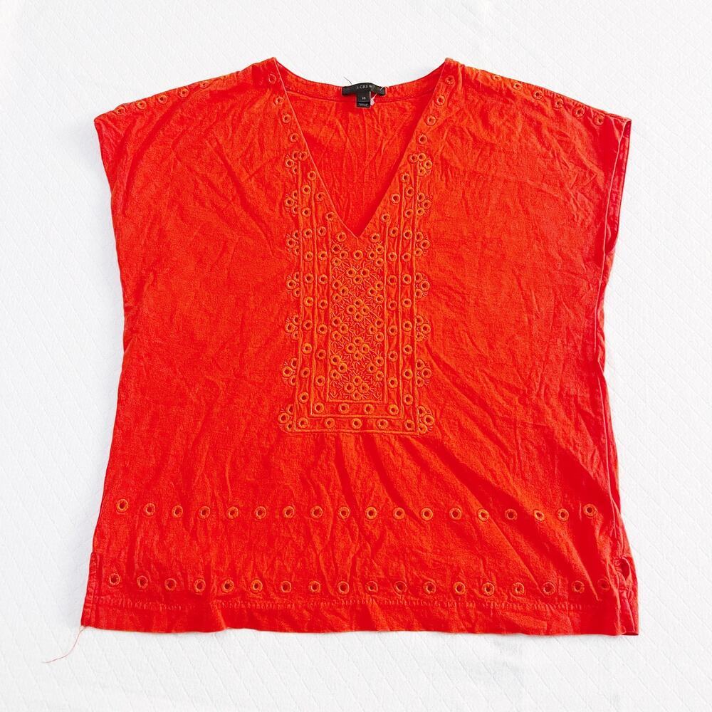 J. Crew Orange Eyelet Short Sleeve Top SZXS